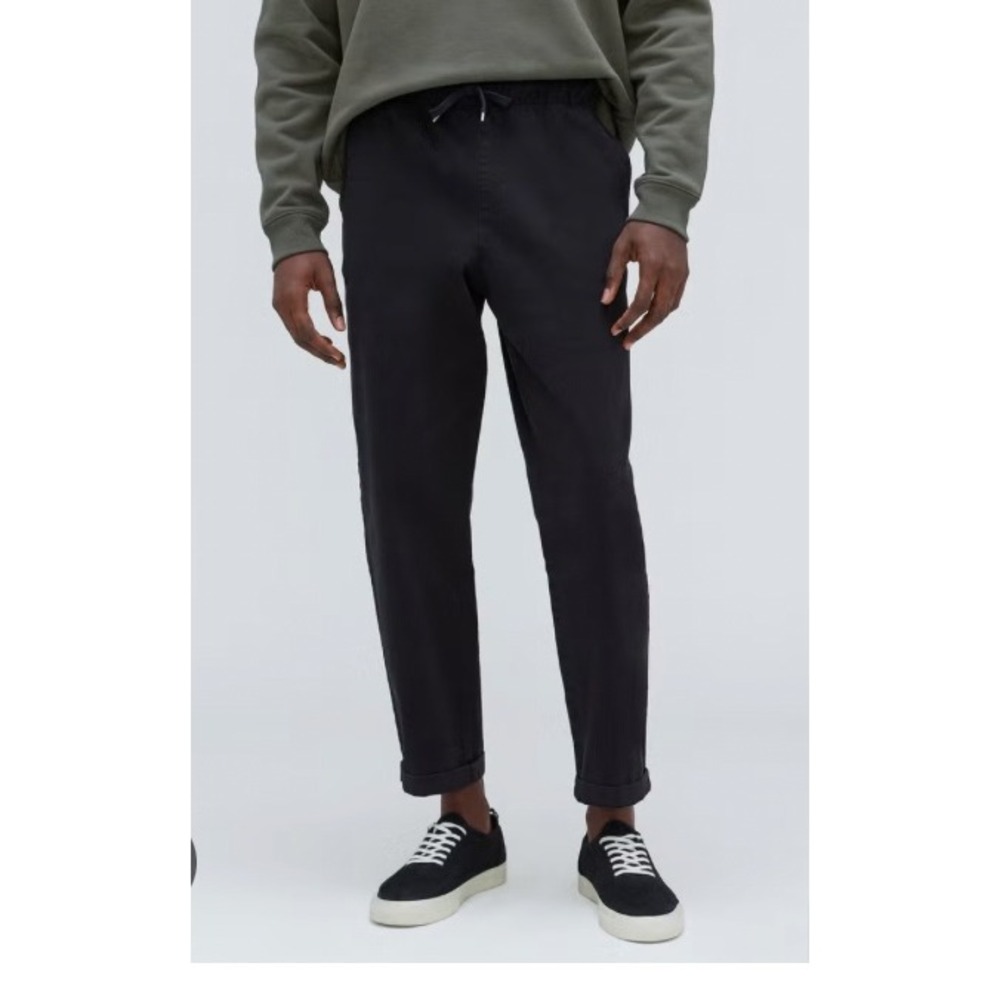 Everlane Easy Pant Black Organic Cotton Elastic Waist Tapered Trousers XS